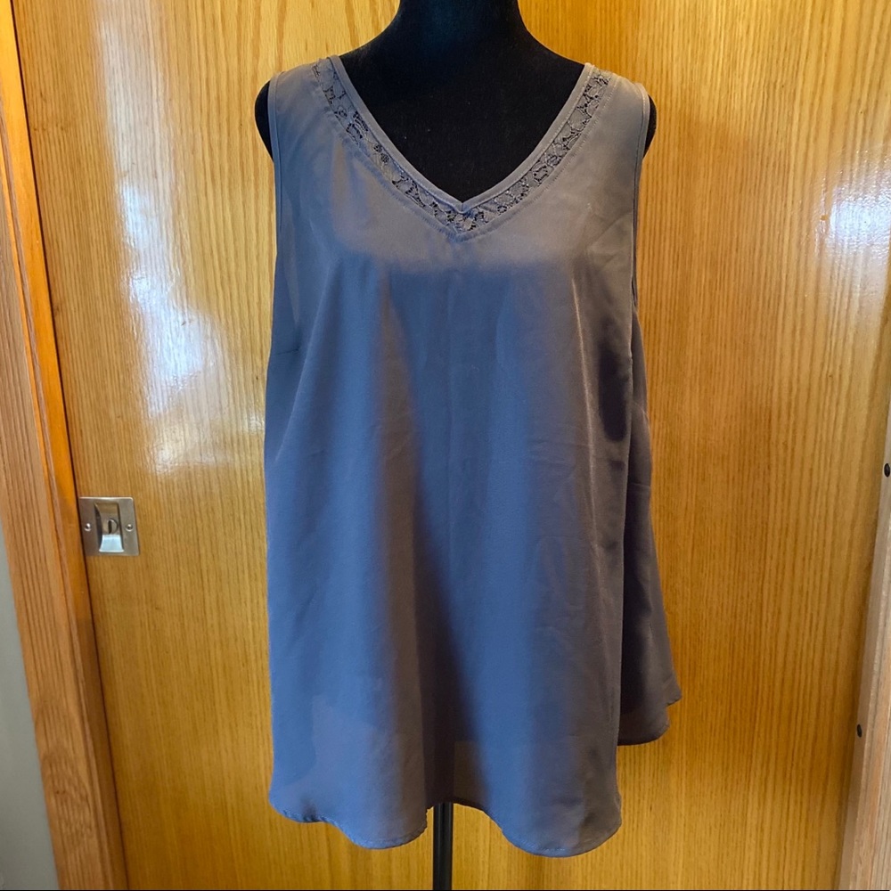 TORRID Grey Lace Georgette Tank Top